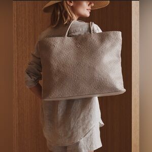 Quince 100% Leather Woven Tote